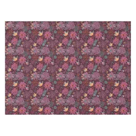 Nappe Motif floral abstrait avec des oiseaux (Devant (Horizontal))