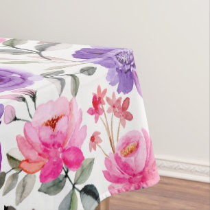 Nappe Motif floral aquarelle vibrant en rose et violet