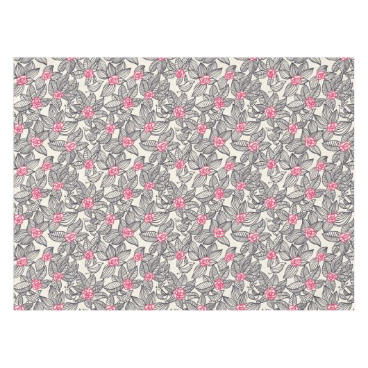 Nappe Motif floral avec des oiseaux de bande dessinée (Devant (Horizontal))