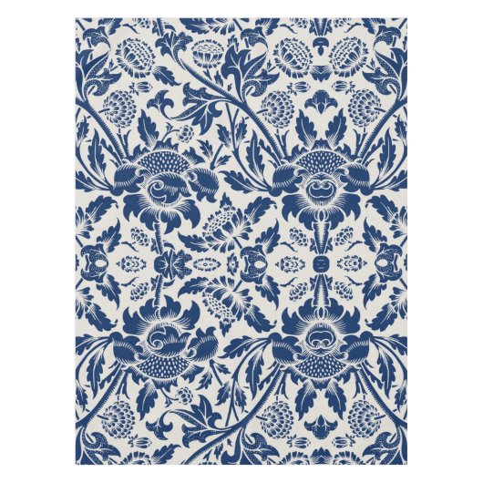 Nappe Motif floral bleu complexe sur fond clair (Devant)