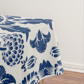 Nappe Motif floral bleu complexe sur fond clair (In Situ)