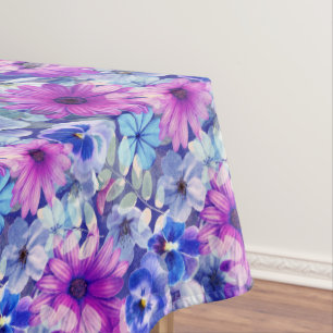 Nappe Motif Floral bleu magenta rose