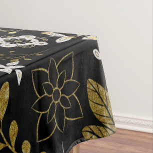 Nappe Motif floral complexe avec or et blanc