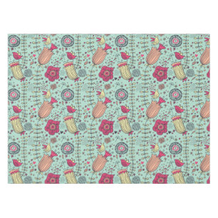 Nappe Motif floral de bande dessinée avec des oiseaux