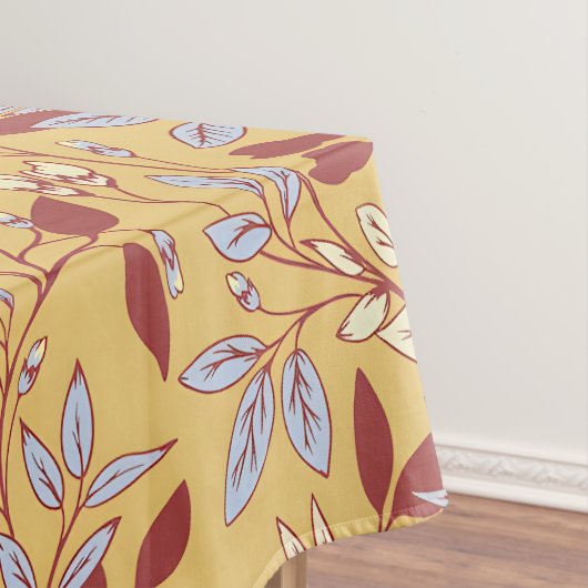 Nappe Motif floral élégant avec feuilles rouges et bleue (In Situ)
