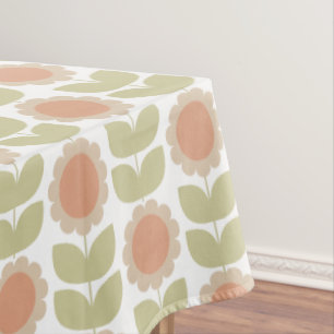 Nappe Motif floral rétro rose pastel du milieu du siècle