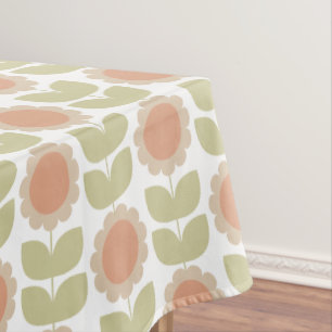 Nappe Motif floral rétro rose pastel du milieu du siècle
