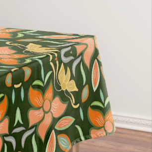 Nappe Motif floral riche : fleurs de pêche et feuilles v
