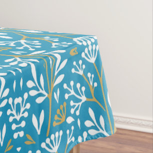 Nappe Motif floral sans couture : blanc et or sur fond b