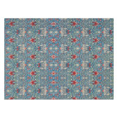 Nappe Motif floral sur fond bleu de feuilles vertes (Devant (Horizontal))