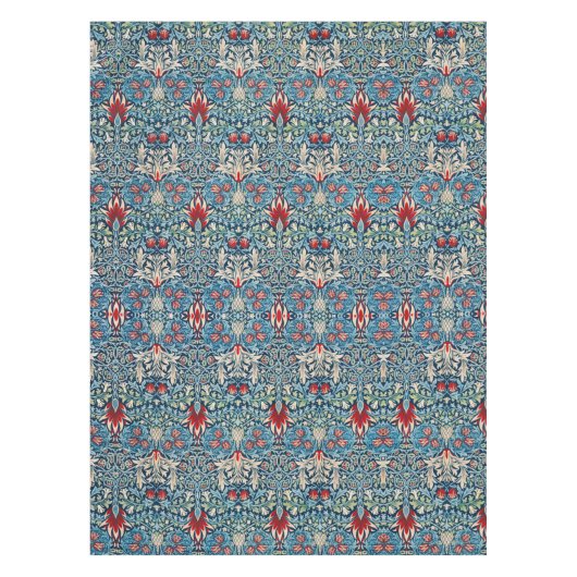Nappe Motif floral sur fond bleu de feuilles vertes (Devant)