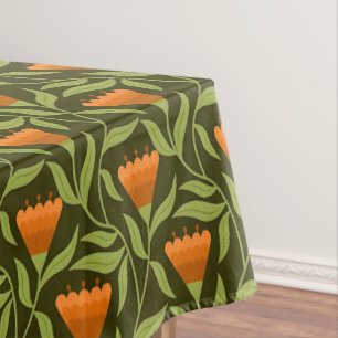 Nappe Motif floral vintage avec tulipes orange 