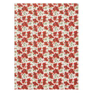 Nappe Motif floral vintage coquelicot rouge, Art botaniq
