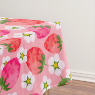 Nappe Motif fraises et fleurs