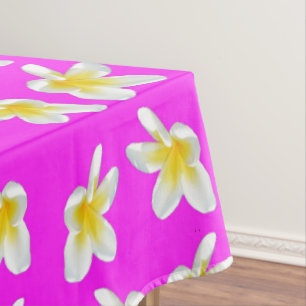 Nappe Motif Frangipani Rose Chaud Et Jaune,