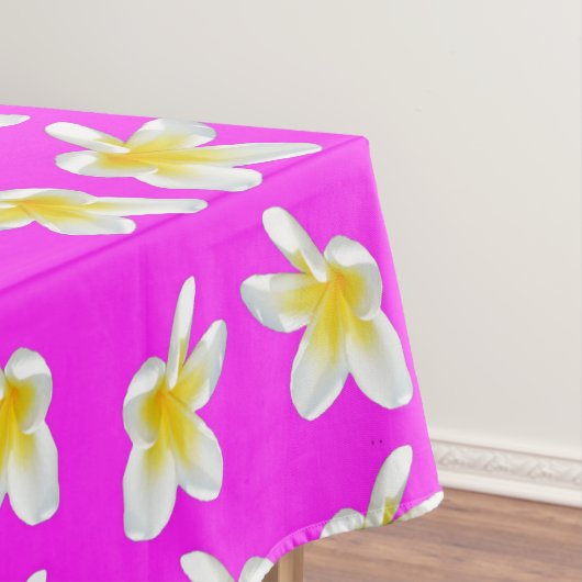 Nappe Motif Frangipani Rose Chaud Et Jaune, (In Situ)