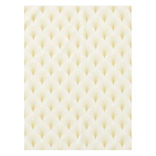 Nappe Motif Géométrique Art Déco En Or & Blanc (Devant)