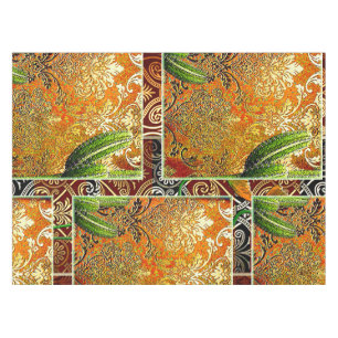 Nappe Motif géométrique et cactus chinois vintage