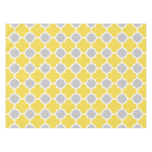 Nappe Motif géométrique jaune et gris de Quatrefoil (Devant (Horizontal))