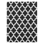 Nappe Motif géométrique Marocain Blanc Sur Noir (Devant)