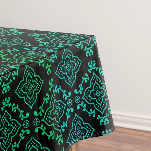 Nappe Motif géométrique vert / Impression indienne (In Situ)