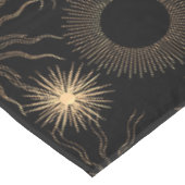 Nappe Motif graphique Gold suns sur noir (Angle)