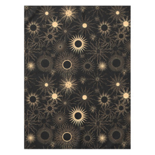 Nappe Motif graphique Gold suns sur noir