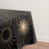 Nappe Motif graphique Gold suns sur noir (In Situ)