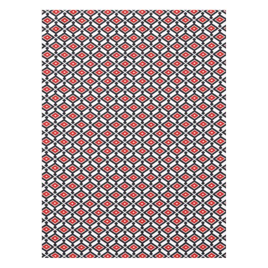 Nappe Motif Ikat - Rouge foncé, noir et blanc (Devant)