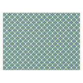 Nappe Motif Ikat - Vert, Indigo Bleu et Blanc (Devant (Horizontal))