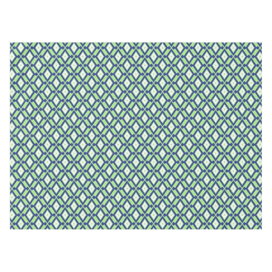 Nappe Motif Ikat - Vert, Indigo Bleu et Blanc (Devant (Horizontal))