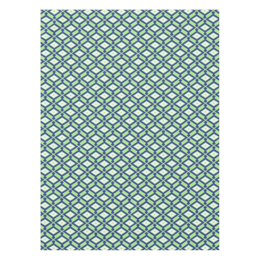 Nappe Motif Ikat - Vert, Indigo Bleu et Blanc (Devant)