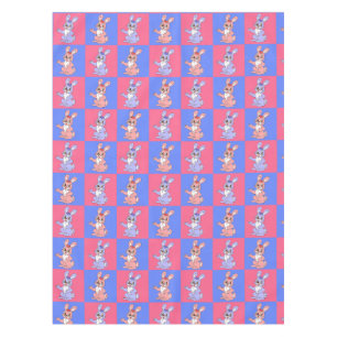 Nappe Motif lapin bleu rose géométrique