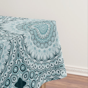 Nappe Motif Mandala Bleu et Gris Orageux