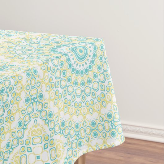 Nappe Motif Mandala géométrique turquoise et jaune (In Situ)