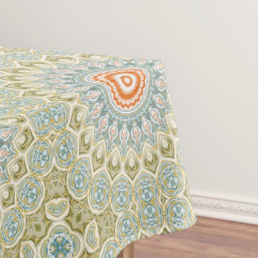 Nappe Motif Mandala orange et Turquoise avec accents or (In Situ)