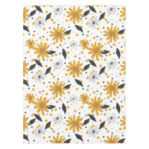 Nappe Motif marguerrier jaune et blanc avec Feuilles fon
