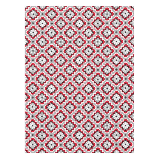 Nappe Motif marocain de tuile - gris et rouge (Devant)