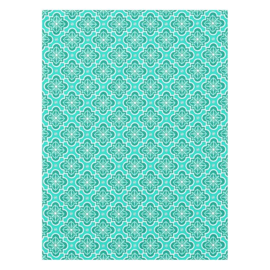 Nappe motif marocain en tuiles - Turquoise et Aqua (Devant)