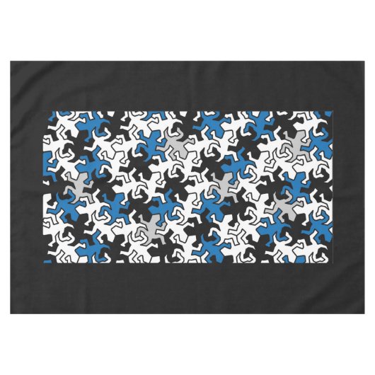 Nappe Motif Mosaic Geckos - bleu noir blanc gris (Devant (Horizontal))