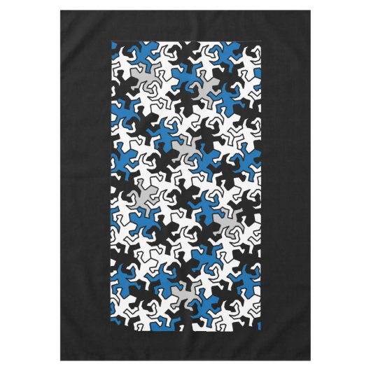 Nappe Motif Mosaic Geckos - bleu noir blanc gris (Devant)