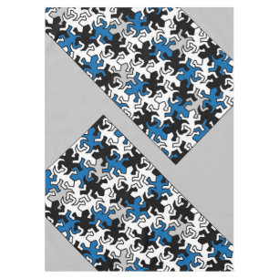 Nappe Motif Mosaic Geckos - bleu noir blanc gris