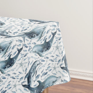 Nappe Motif nautique avec dauphins et poissons