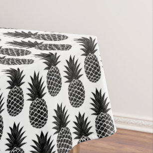 Nappe Motif noir et blanc tropical à la mode d'ananas
