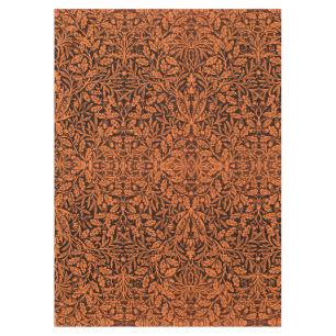 Nappe Motif noir orange brûlé vintage William Morris
