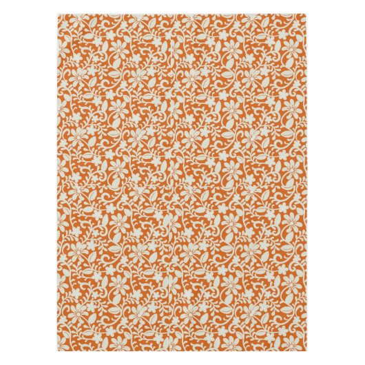 Nappe Motif orange brûlé par damassé florale chique (Devant)