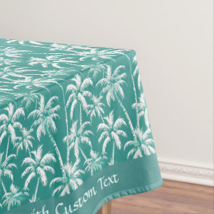 Nappe Motif personnalisé arbre à palme blanc sarcelle vi