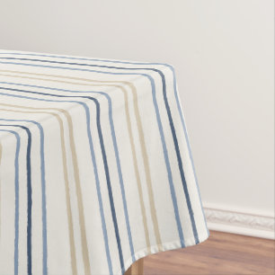 Nappe Motif rayé bleu côtier et sable peint artistiqueme
