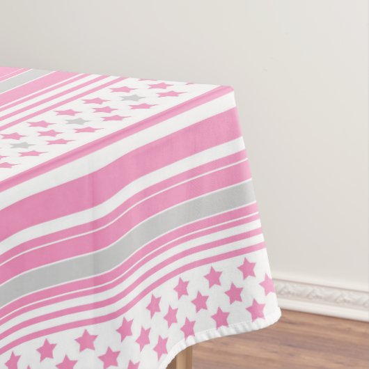 Nappe Motif rayé rose avec étoiles (In Situ)