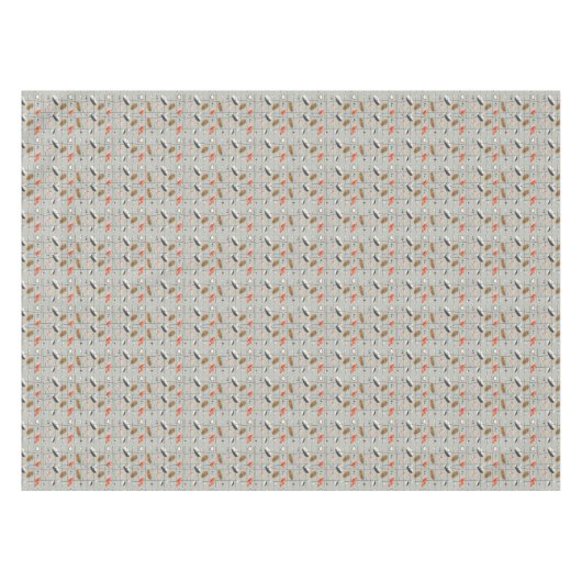 Nappe Motif rétro atomique orange gris blanc noir (Devant (Horizontal))